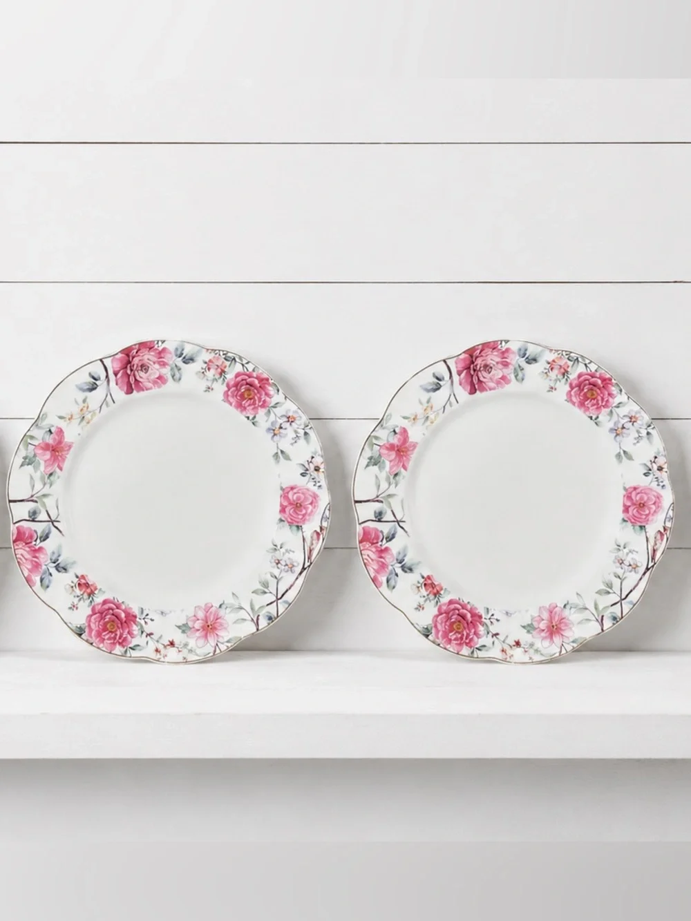 Grace’s Teaware 2- Dinner plates, NEW Floral Porcelain Dinner Plates Pink Rose
